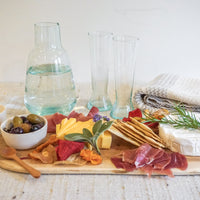 Moroccan Raw Olive Wood Tray / Charcuterie Board with White Moroccan Red Clay Bowl and Mini Olive Wood Spoon (Sets Sold Separately)