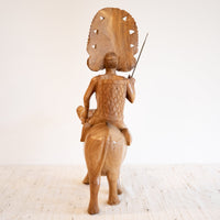 Balinese Wood Warrior Water Buffalo Sculpture Statue from Bali