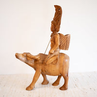 Balinese Wood Warrior Water Buffalo Sculpture Statue from Bali