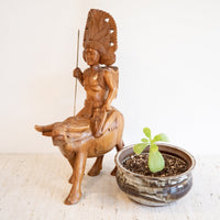Balinese Wood Warrior Water Buffalo Sculpture Statue from Bali