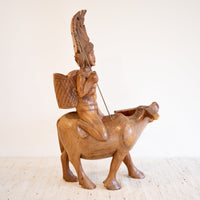 Balinese Wood Warrior Water Buffalo Sculpture Statue from Bali