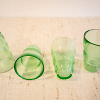 Green Glass Pitcher and Cup Serving Set