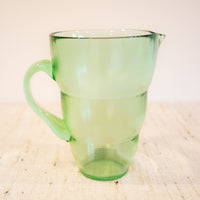 Green Glass Pitcher and Cup Serving Set