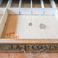 J&P Coats Cottons Sewing Wood Spool Cabinet with 5 Drawers, Weighted Glass Front Panels and Original Metal Hardware