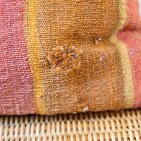 Kilim Pillow from Turkey with Glass Beads and Pom Poms