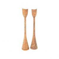 Oak Wood Carved Candle Stick Holders
