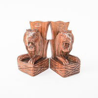 Solid Wood Lion Bookends