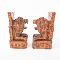Solid Wood Lion Bookends