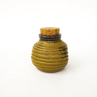 Ceramic Pottery with Original Cork Lid in honey Comb yellow and Black