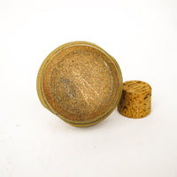 Ceramic Pottery with Original Cork Lid in honey Comb yellow and Black