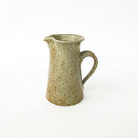 Greyish White Speckled Pottery Ceramic Pitcher with Rust Tones