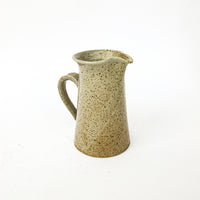 Greyish White Speckled Pottery Ceramic Pitcher with Rust Tones
