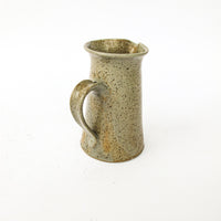 Greyish White Speckled Pottery Ceramic Pitcher with Rust Tones