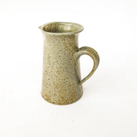 Greyish White Speckled Pottery Ceramic Pitcher with Rust Tones