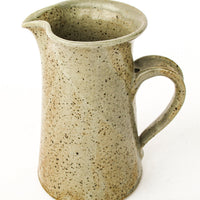 Greyish White Speckled Pottery Ceramic Pitcher with Rust Tones