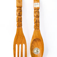 Hand Carved Fork and Spoon Set Wall Art Made by Alii in Hawaii