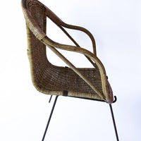 Adorable Petite Vintage Rustic Bohemian Peacock Woven Barrel Chair