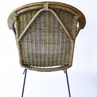 Adorable Petite Vintage Rustic Bohemian Peacock Woven Barrel Chair