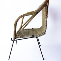 Adorable Petite Vintage Rustic Bohemian Peacock Woven Barrel Chair