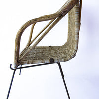 Adorable Petite Vintage Rustic Bohemian Peacock Woven Barrel Chair