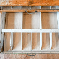 J&P Coats Cottons Sewing Wood Spool Cabinet with 5 Drawers, Weighted Glass Front Panels and Original Metal Hardware