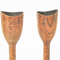 Oak Wood Carved Candle Stick Holders