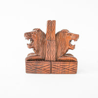 Solid Wood Lion Bookends