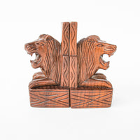 Solid Wood Lion Bookends