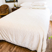 Cotton Nubby Blanket with Fringe Detail