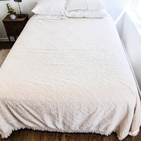 Cotton Nubby Blanket with Fringe Detail