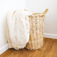 Cotton Nubby Blanket with Fringe Detail