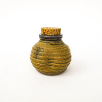 Ceramic Pottery with Original Cork Lid in honey Comb yellow and Black