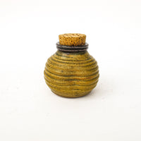 Ceramic Pottery with Original Cork Lid in honey Comb yellow and Black