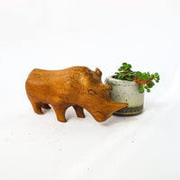 African Carved Wood Rhino Statue