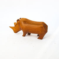 African Carved Wood Rhino Statue