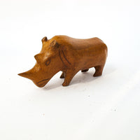 African Carved Wood Rhino Statue