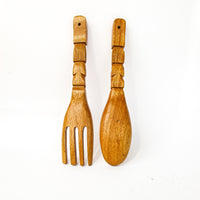 Hand Carved Fork and Spoon Set Wall Art Made by Alii in Hawaii