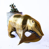 Brass Bear with Fish