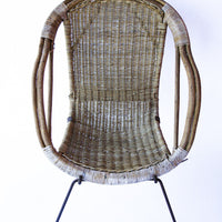Adorable Petite Vintage Rustic Bohemian Peacock Woven Barrel Chair