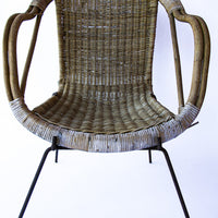 Adorable Petite Vintage Rustic Bohemian Peacock Woven Barrel Chair