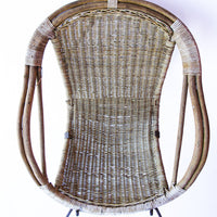 Adorable Petite Vintage Rustic Bohemian Peacock Woven Barrel Chair