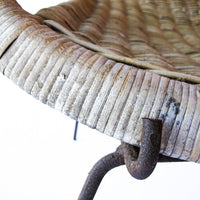 Adorable Petite Vintage Rustic Bohemian Peacock Woven Barrel Chair