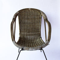 Adorable Petite Vintage Rustic Bohemian Peacock Woven Barrel Chair