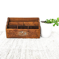 Teak Wood Desk Organizer