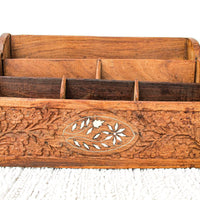 Teak Wood Desk Organizer