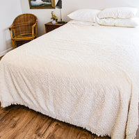 Cotton Nubby Blanket with Fringe Detail