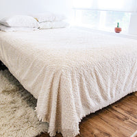 Cotton Nubby Blanket with Fringe Detail