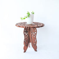 Teak Wood Plant Stand Table with Inlay Made in India