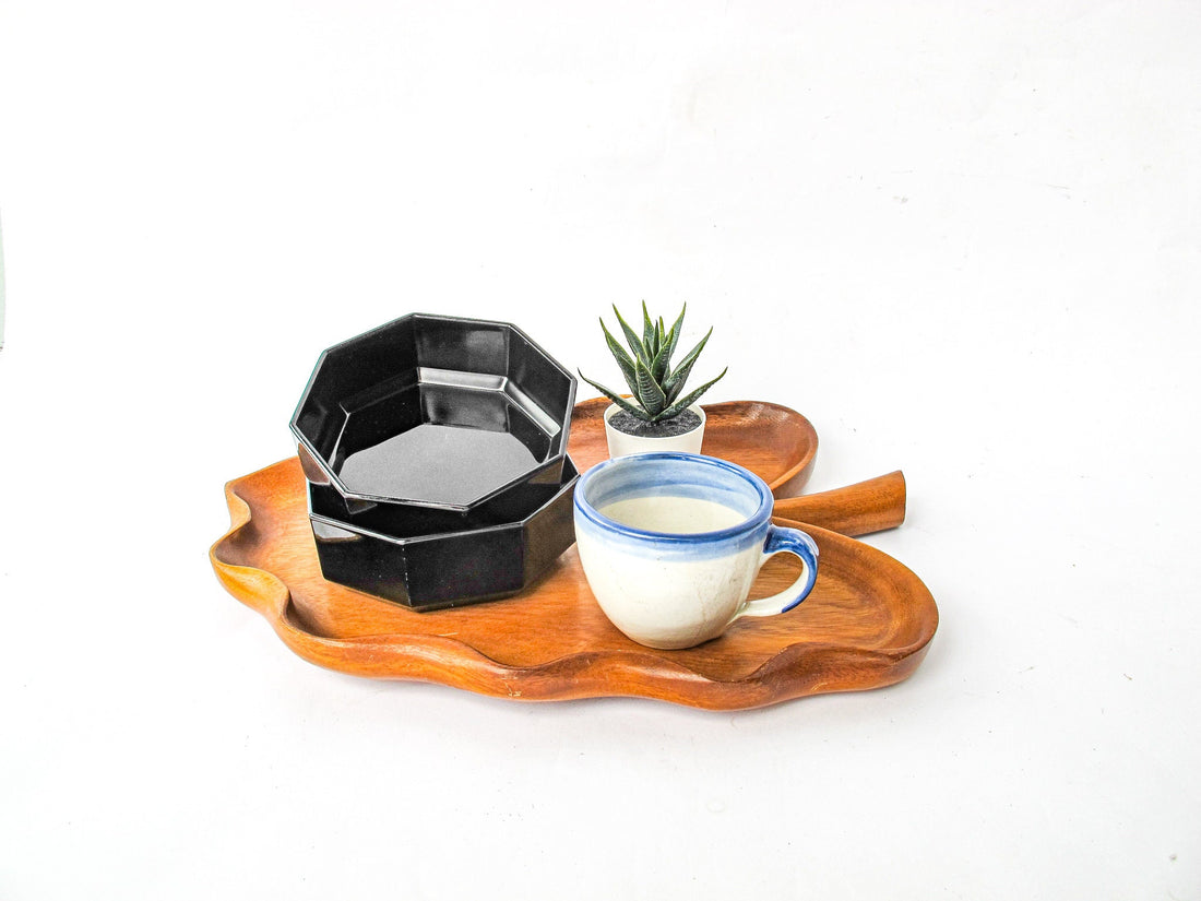 French Amethyst Glass Hexagon Serving Bowls Set of Four