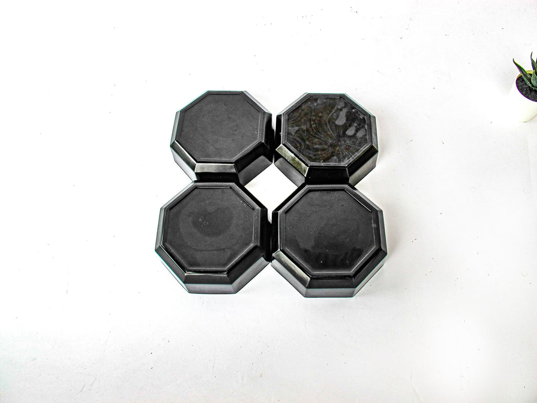 French Amethyst Glass Hexagon Serving Bowls Set of Four